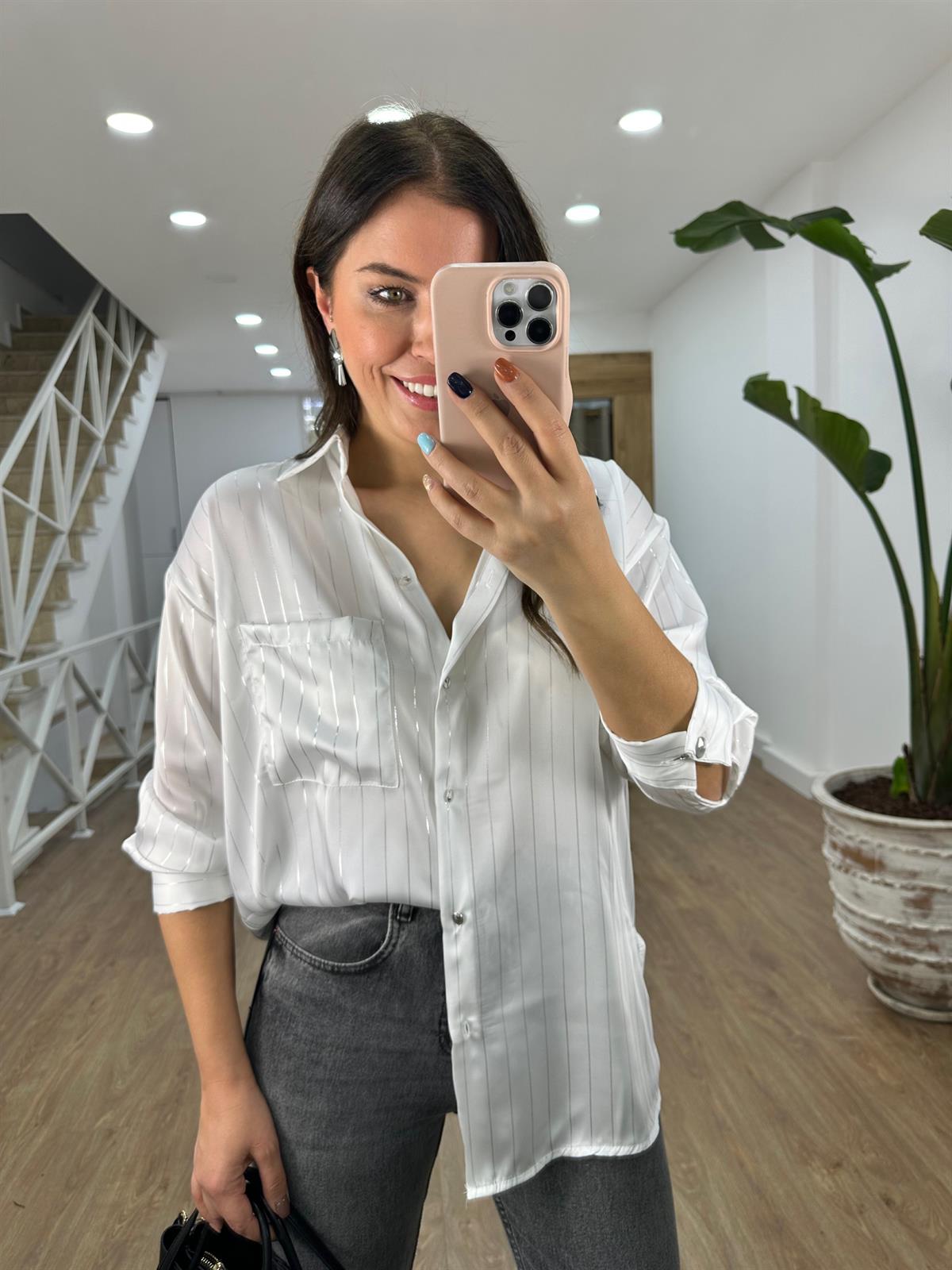 Varak Çizgili Saten Gömlek