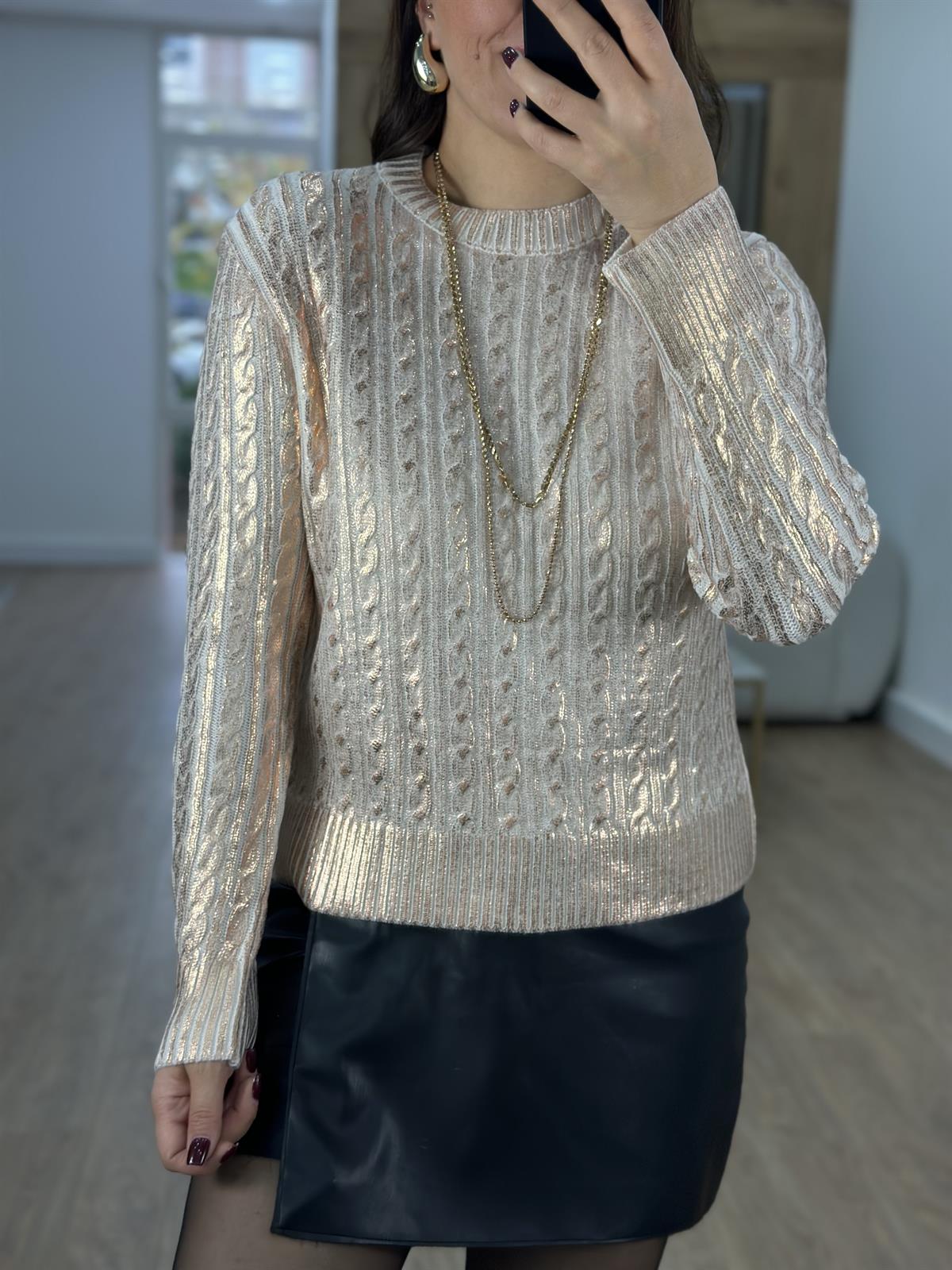 Varaklı Saç Örgülü Kazak-Dore