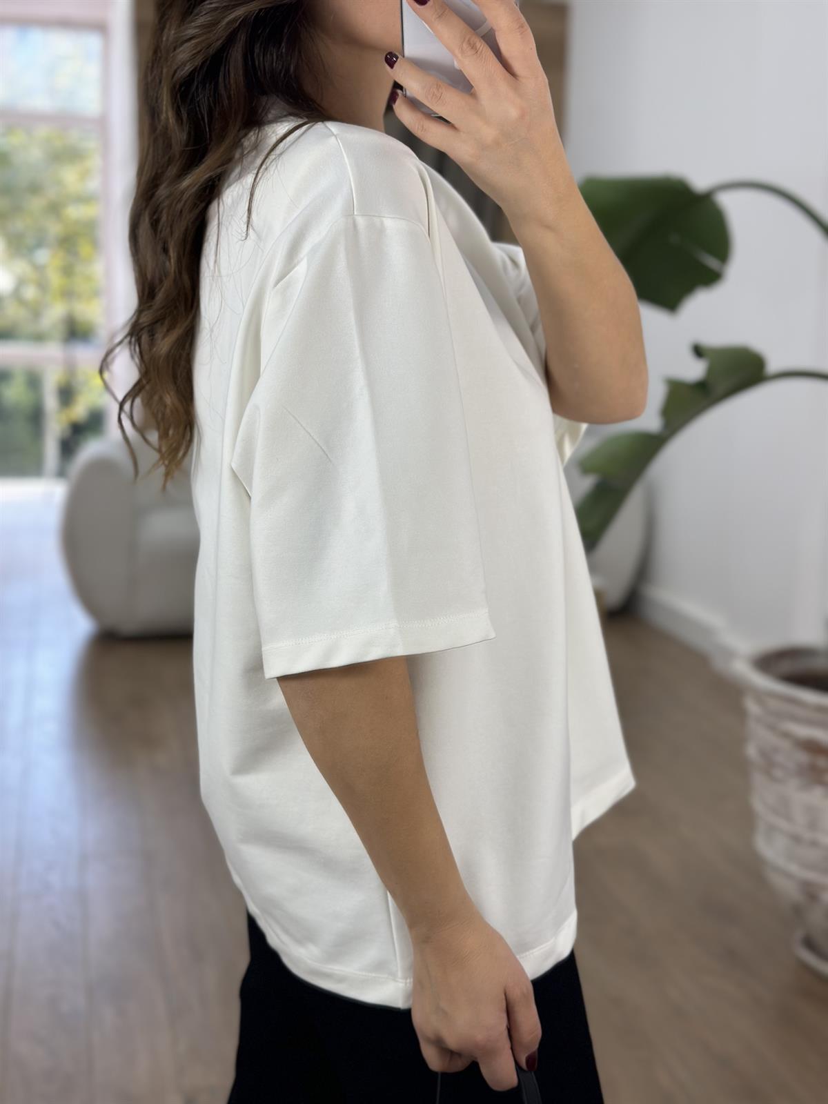 Vatkalı Basic Tshirt - Beyaz