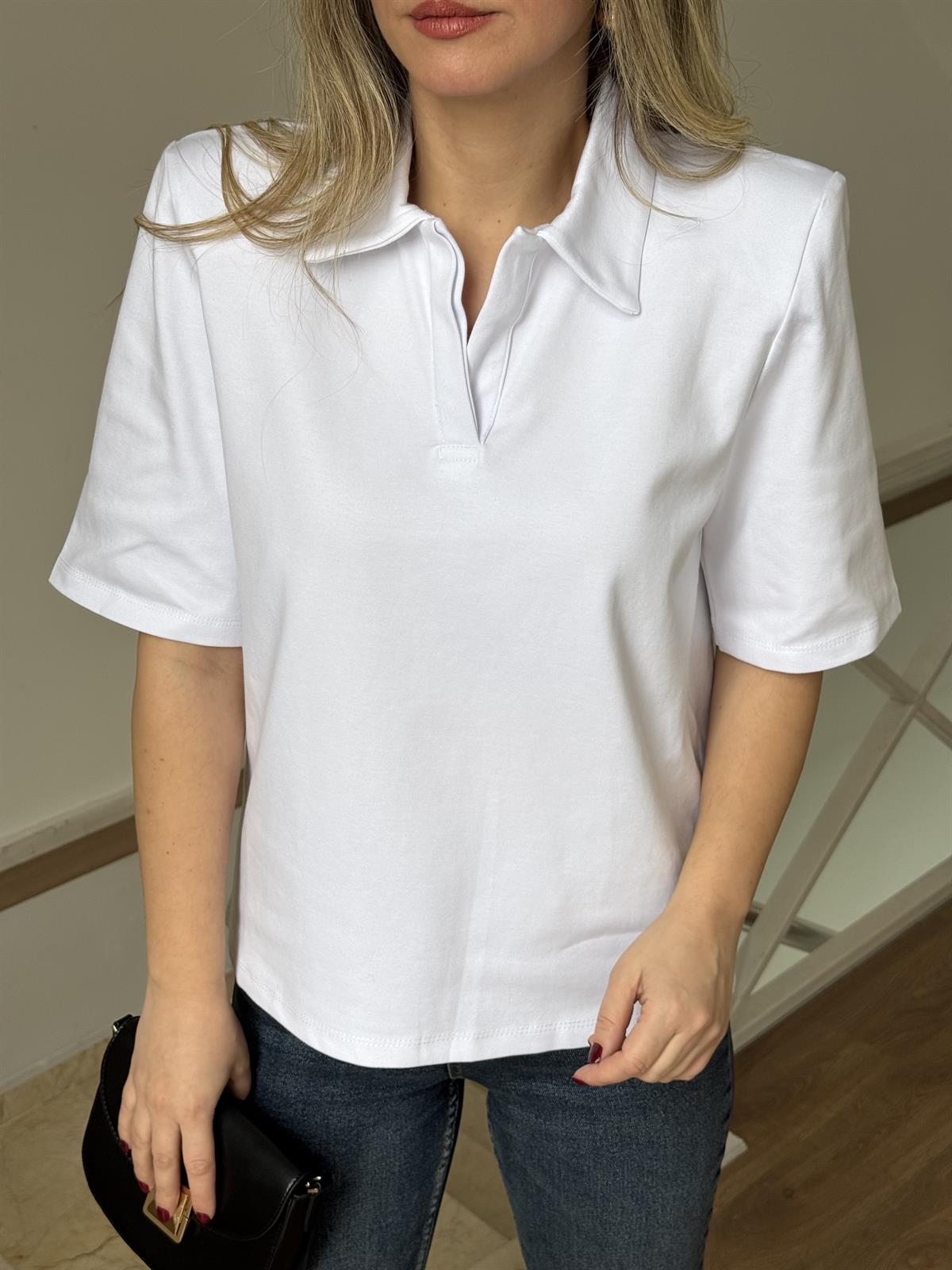 Vatkalı Basic Tshirt - Beyaz