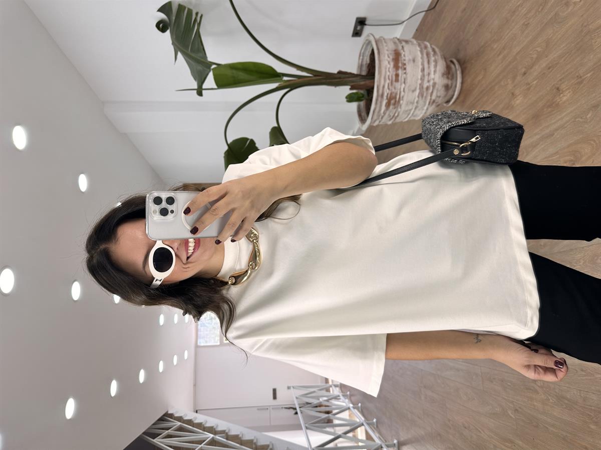 Vatkalı Basic Tshirt - Beyaz