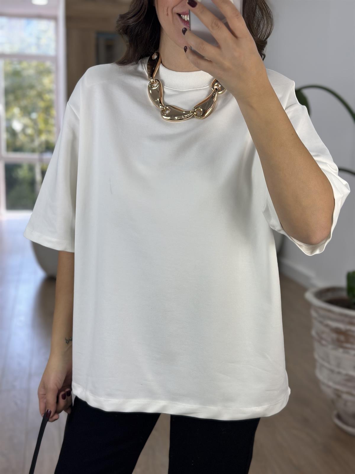 Vatkalı Basic Tshirt - Beyaz