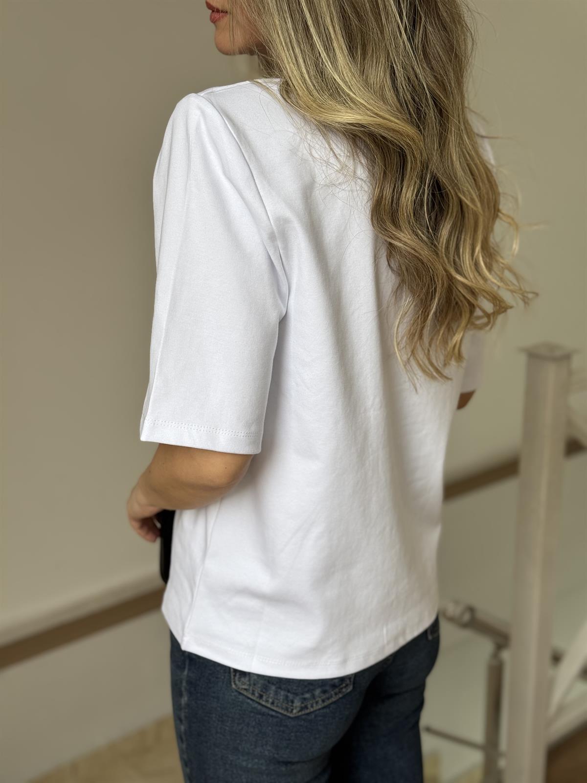 Vatkalı Basic Tshirt - Beyaz