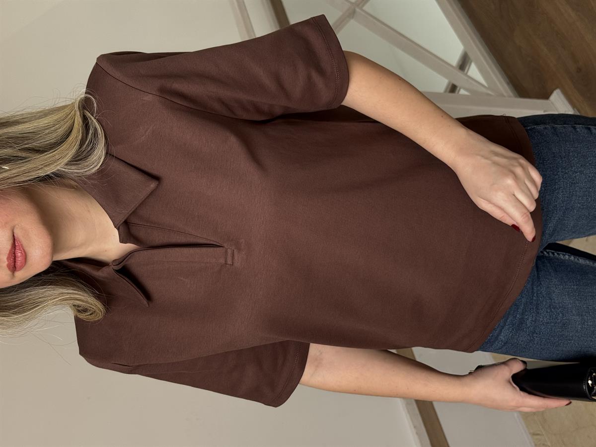 Vatkalı Basic Tshirt - Kahverengi