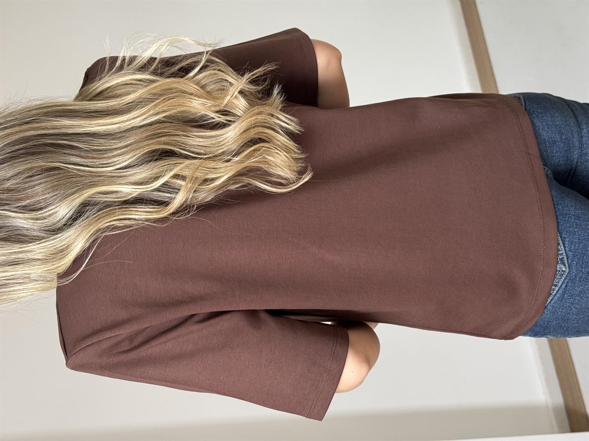 Vatkalı Basic Tshirt - Kahverengi