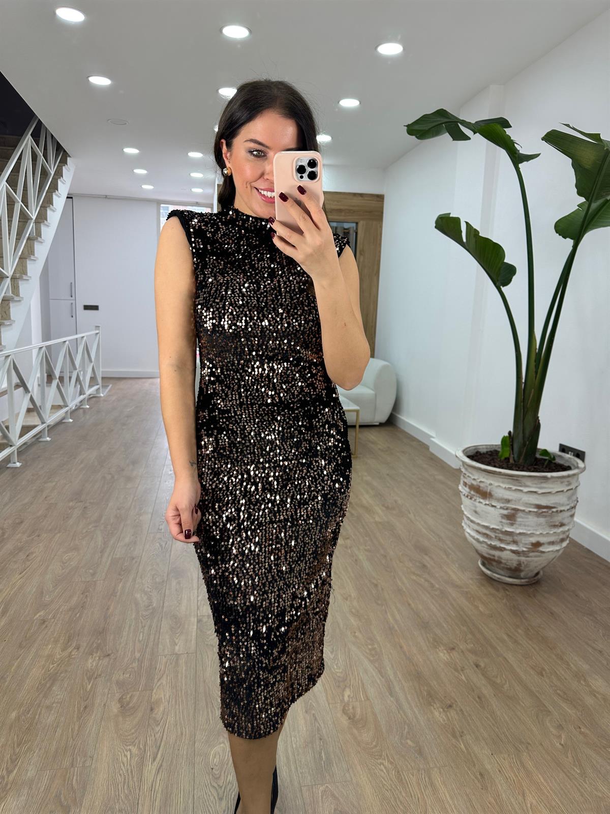 Vatkalı Komple Payet Likralı Elbise