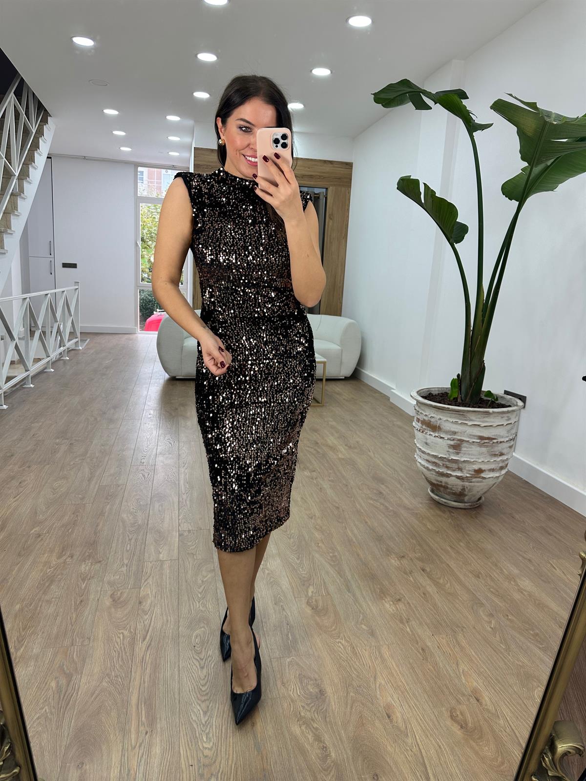 Vatkalı Komple Payet Likralı Elbise