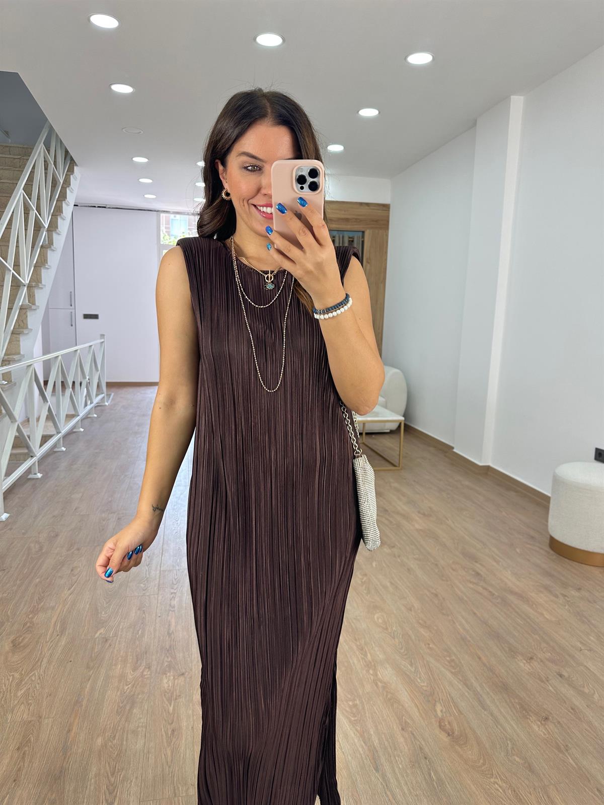 Vatkalı Piliseli Uzun Elbise