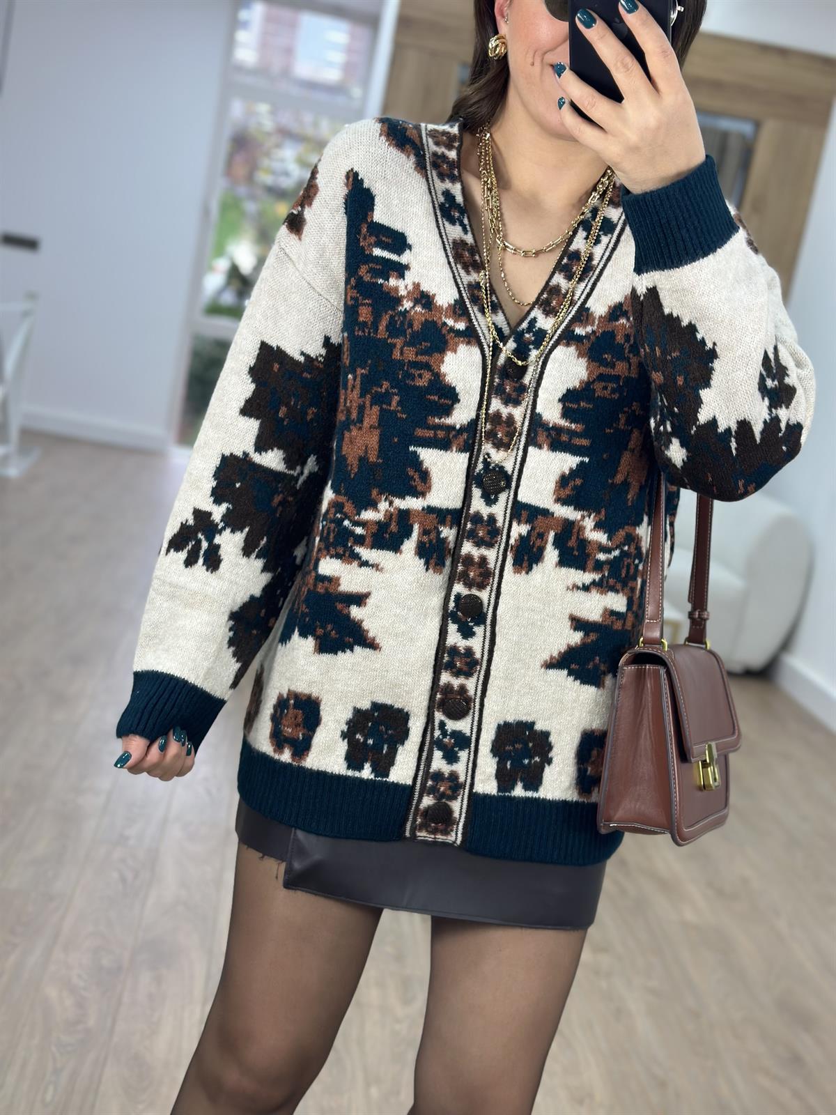 Vintage Şardonlu Hırka