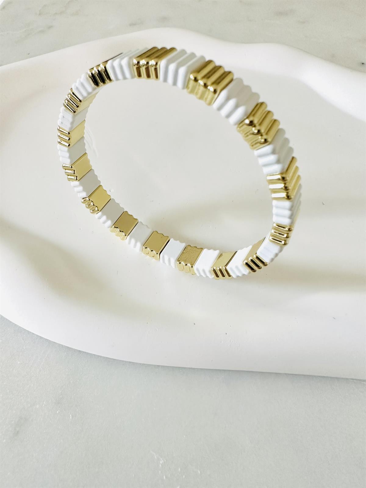 Vip Seri Gold Beyaz Lastikli Bileklik