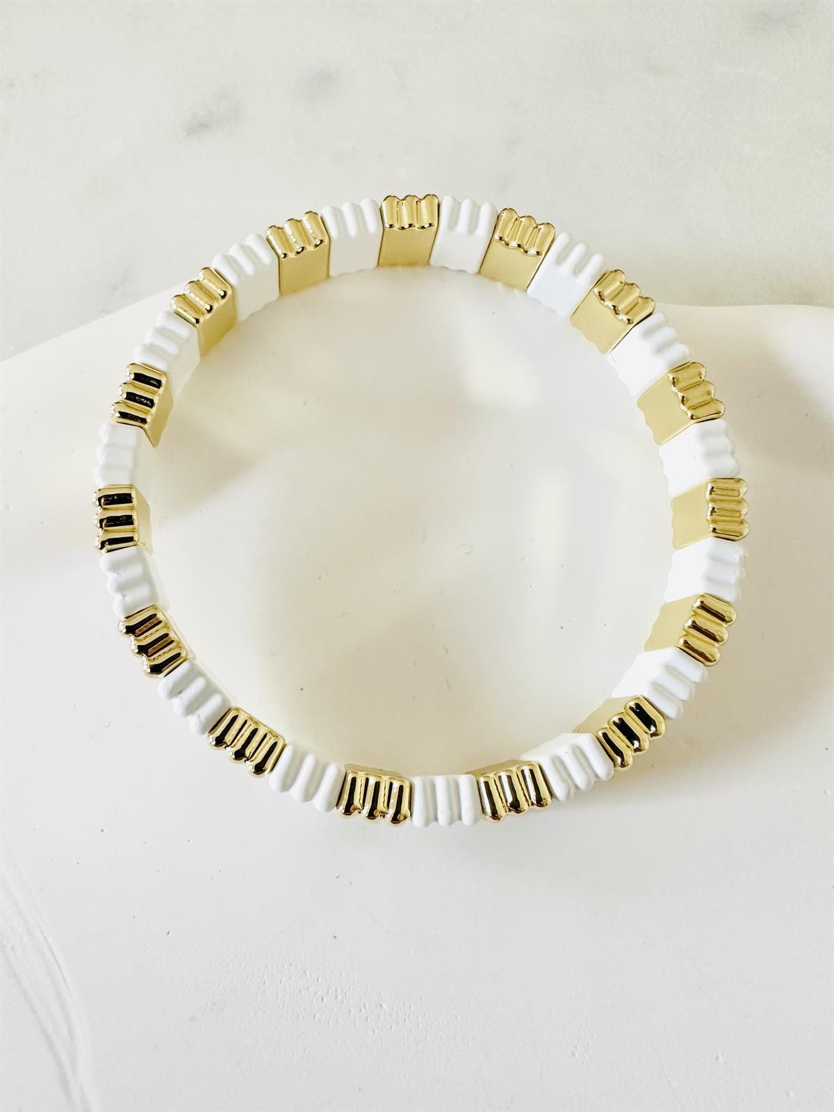 Vip Seri Gold Beyaz Lastikli Bileklik