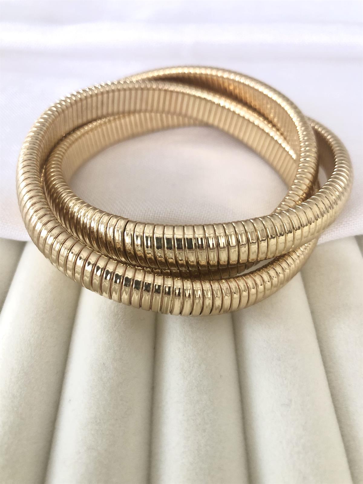 Vip Seri Üç Sıra Sarmal Gold Bileklik