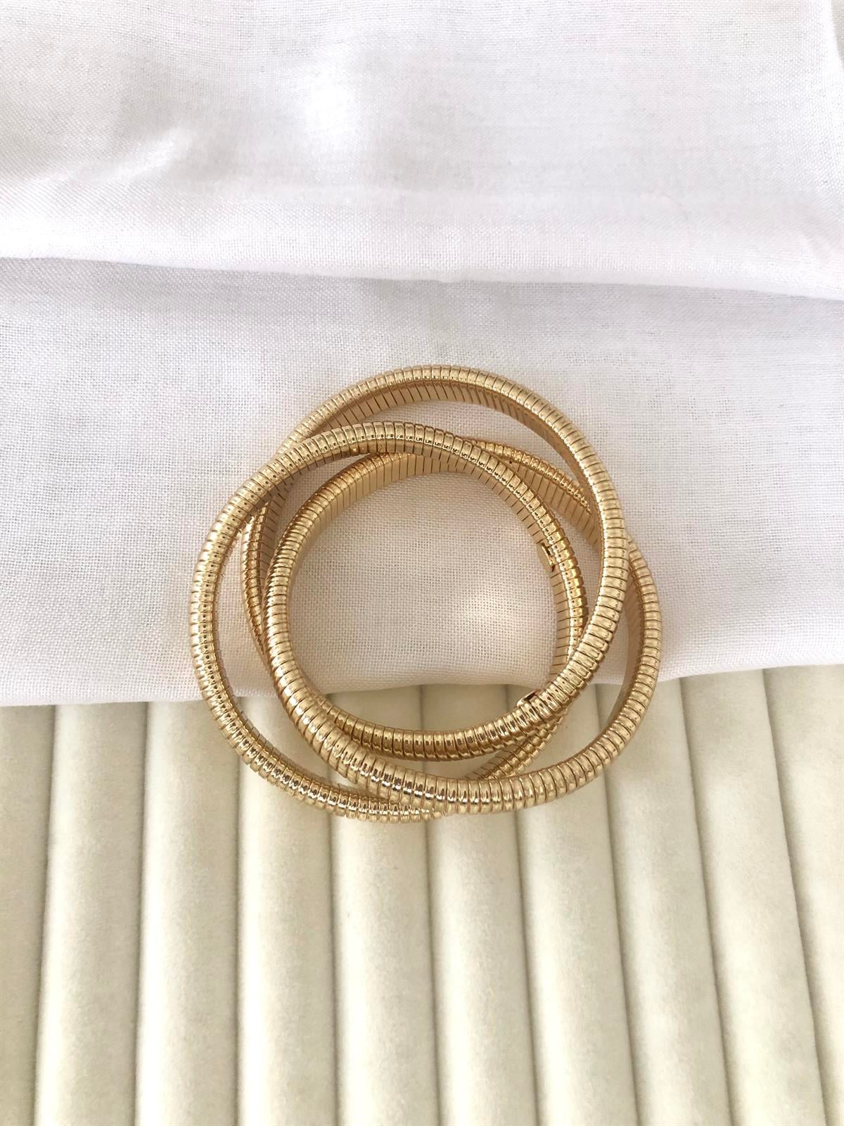 Vip Seri Üç Sıra Sarmal Gold Bileklik