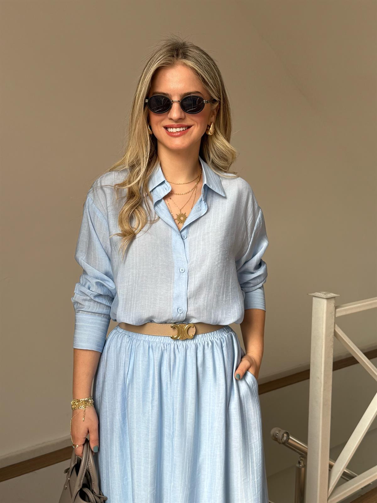 Vual Etek Gömlek Takım - Mavi