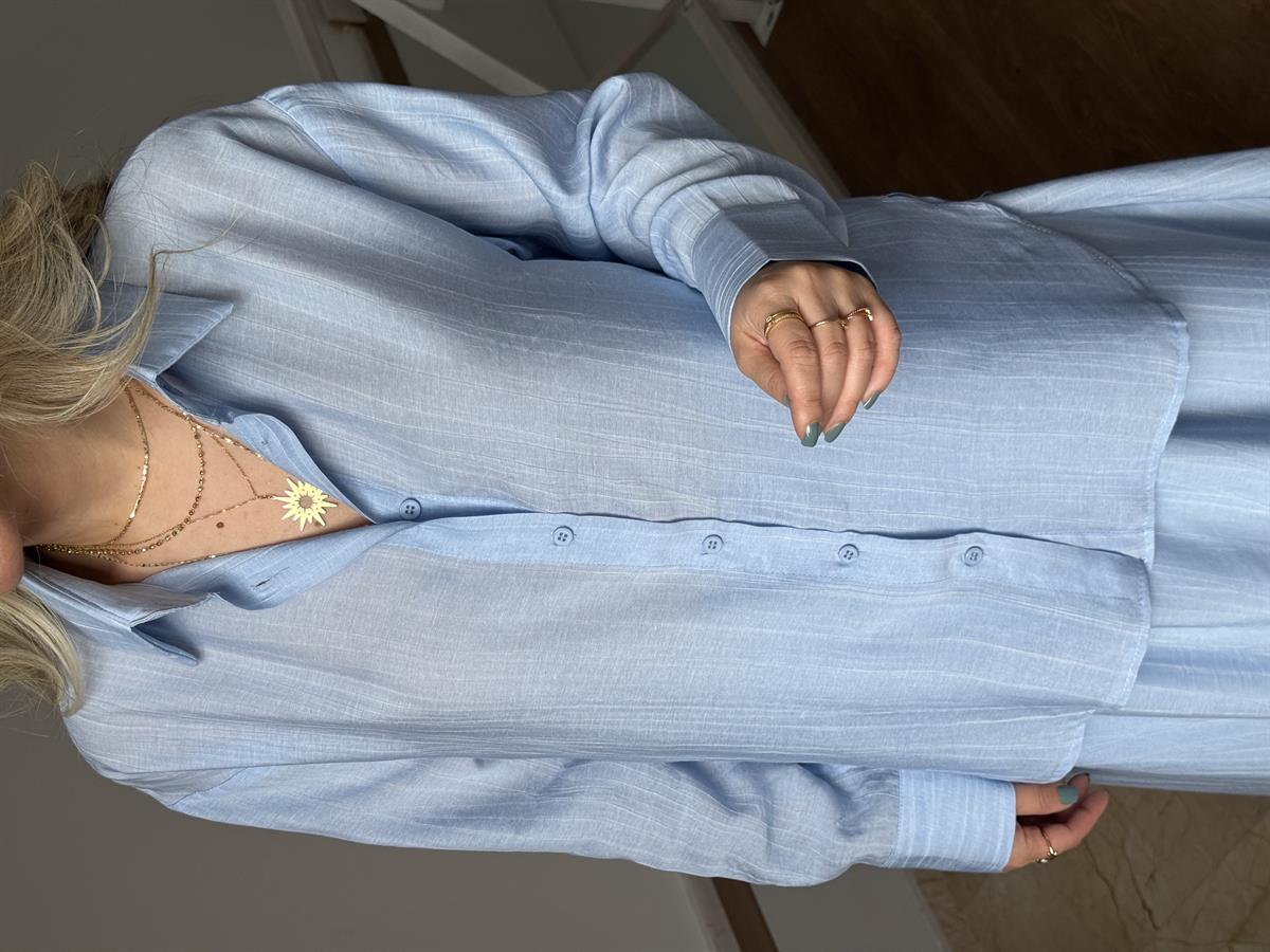 Vual Etek Gömlek Takım - Mavi