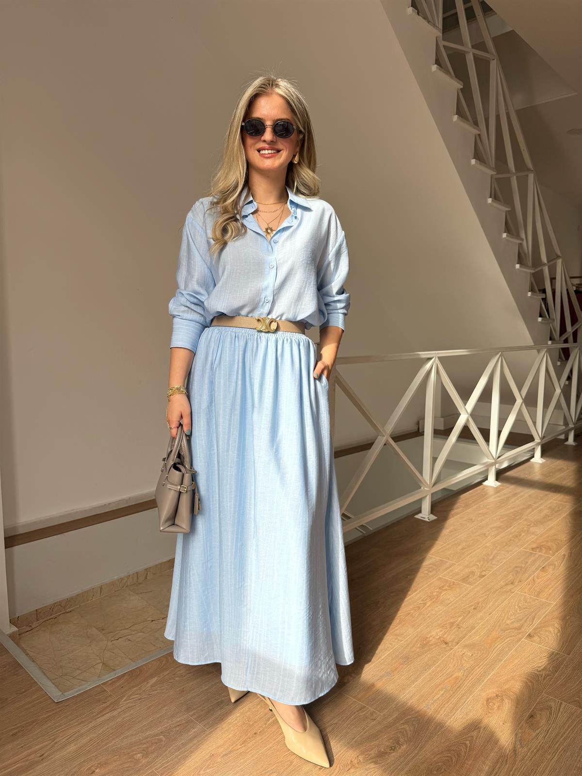 Vual Etek Gömlek Takım - Mavi