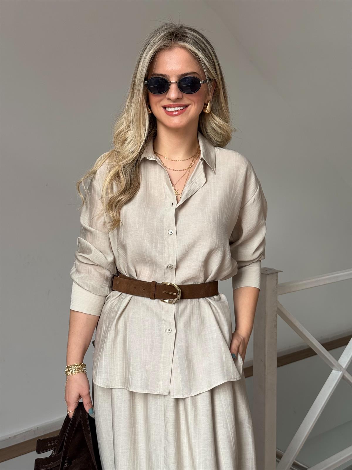 Vual Etek Gömlek Takım - Taş