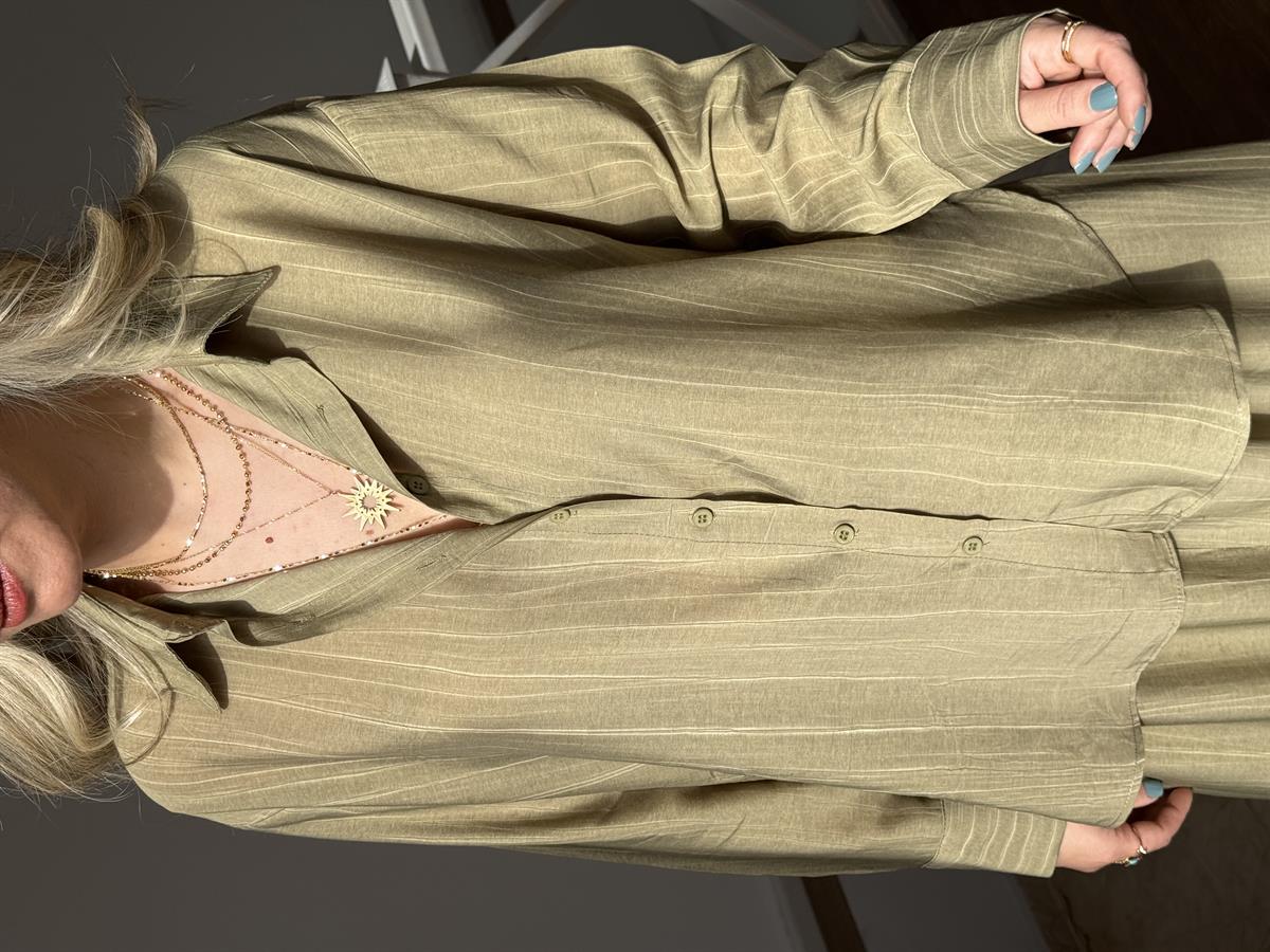 Vual Etek Gömlek Takım - Yağ Yeşili