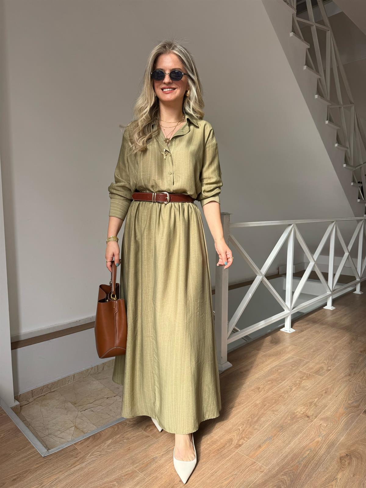 Vual Etek Gömlek Takım - Yağ Yeşili