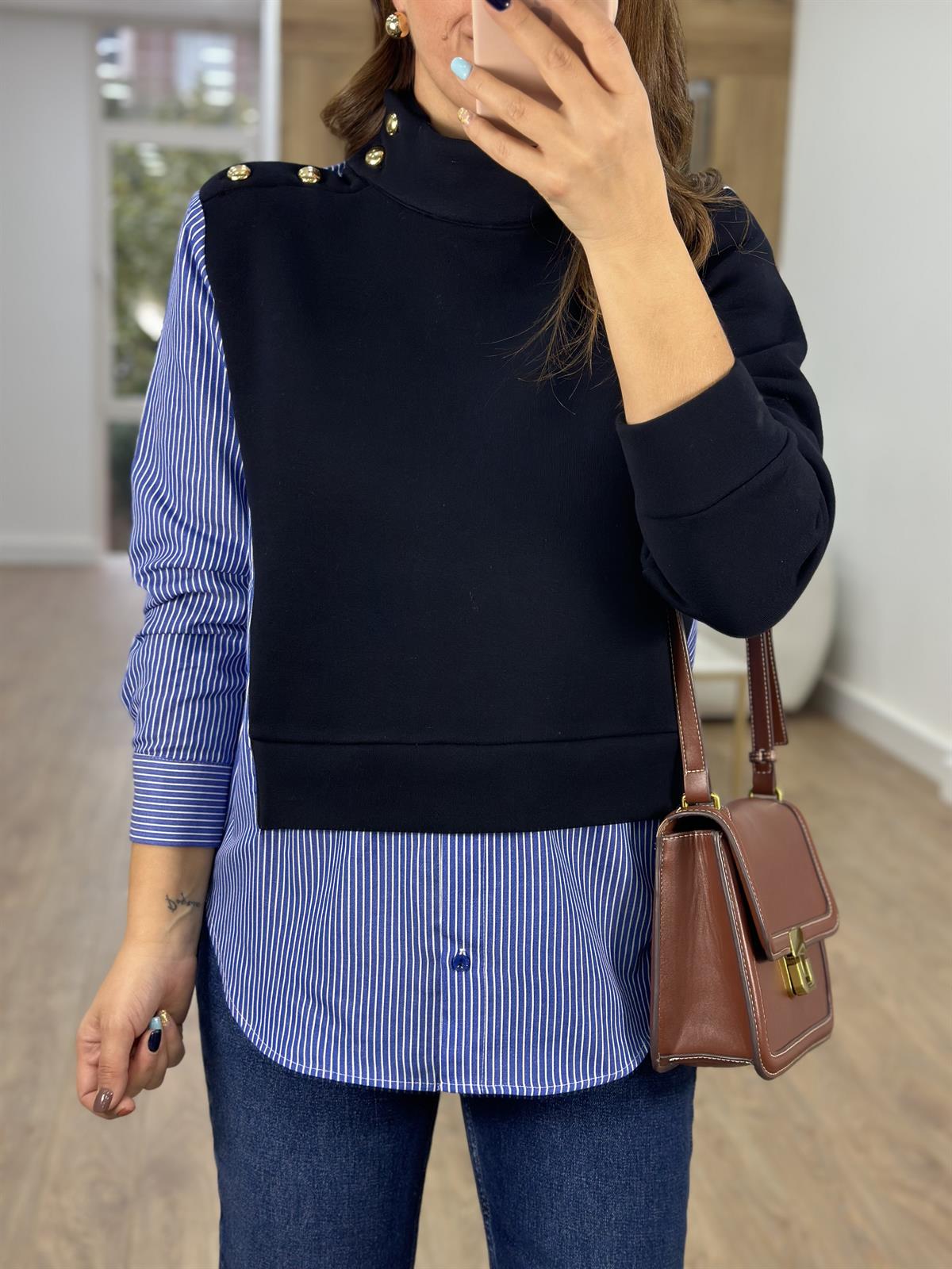 Yakası Gold Düğmeli Gömlek Sweatshirt