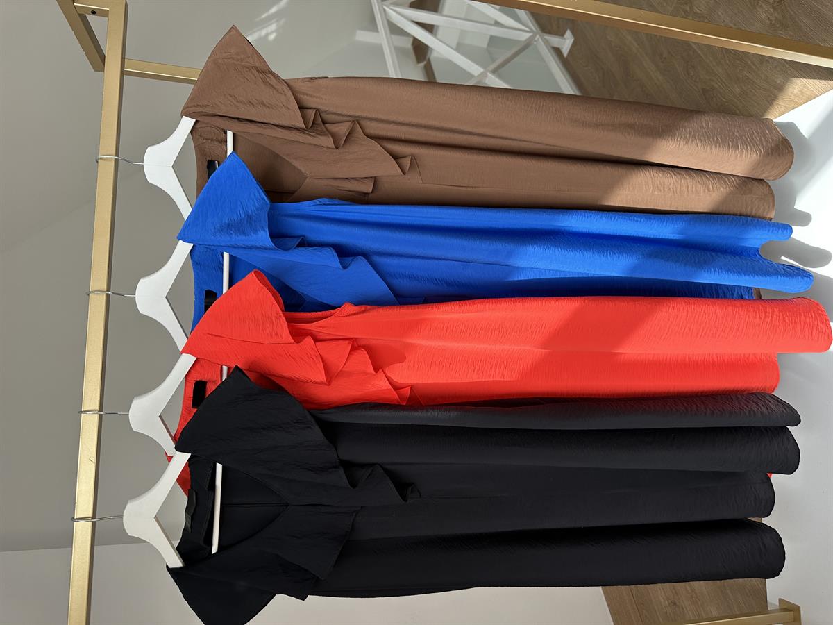 Yakası Volanlı Tnsel Elbise-Siyah