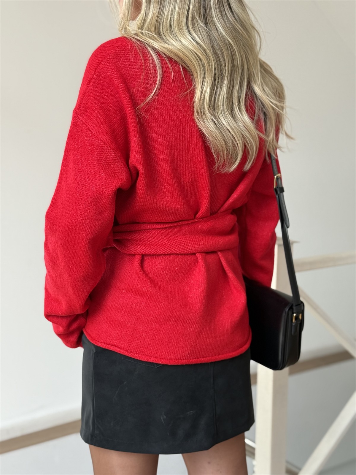 Yandan Bağlamalı Triko Kazak - Kırmızı