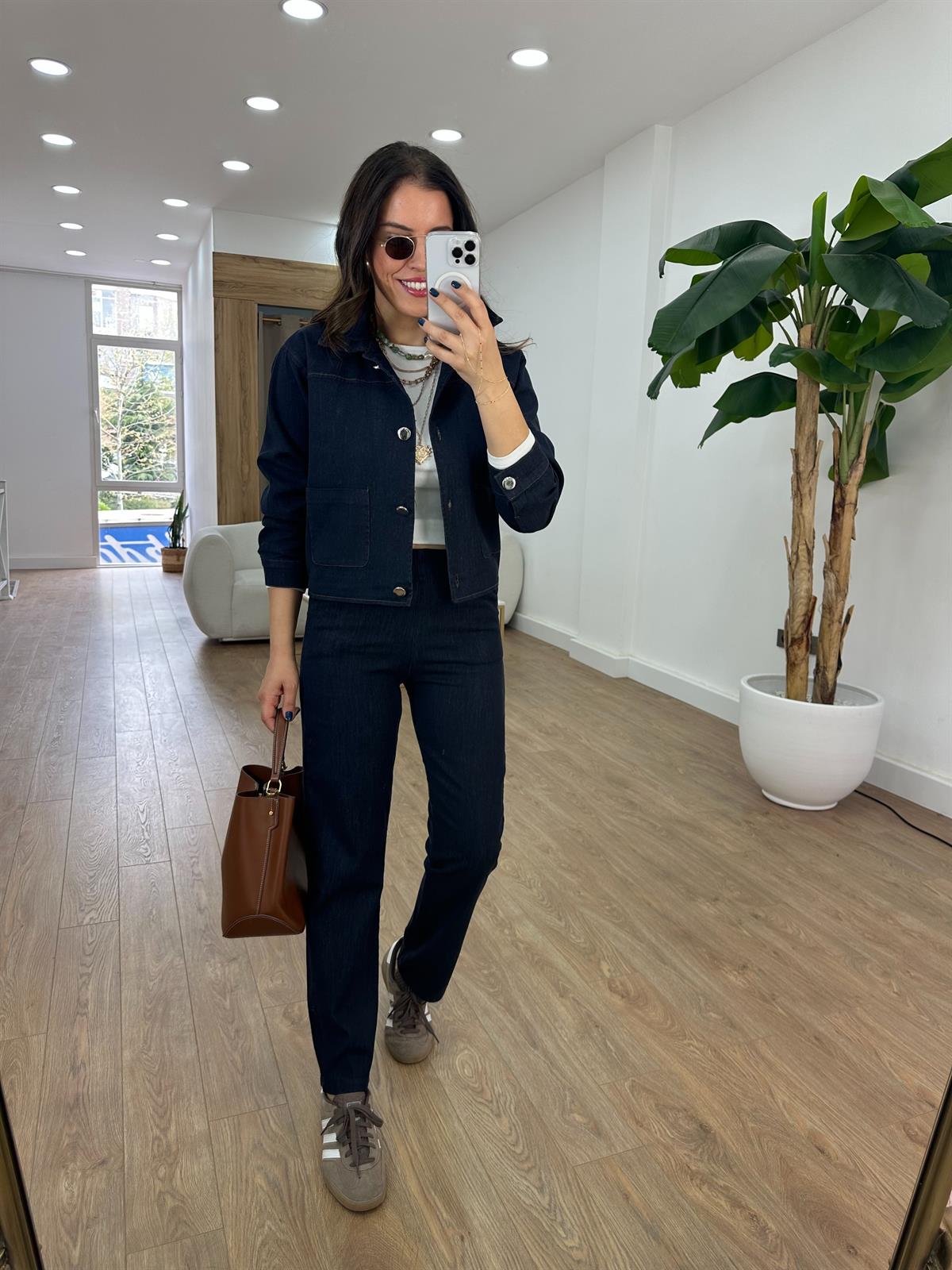 Yanı Fermuarlı Likralı Denim Pantolon