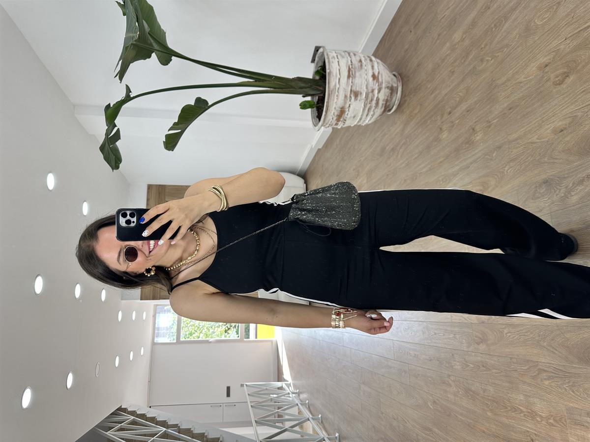 Yanları Şerit Detaylı Likralı Tulum