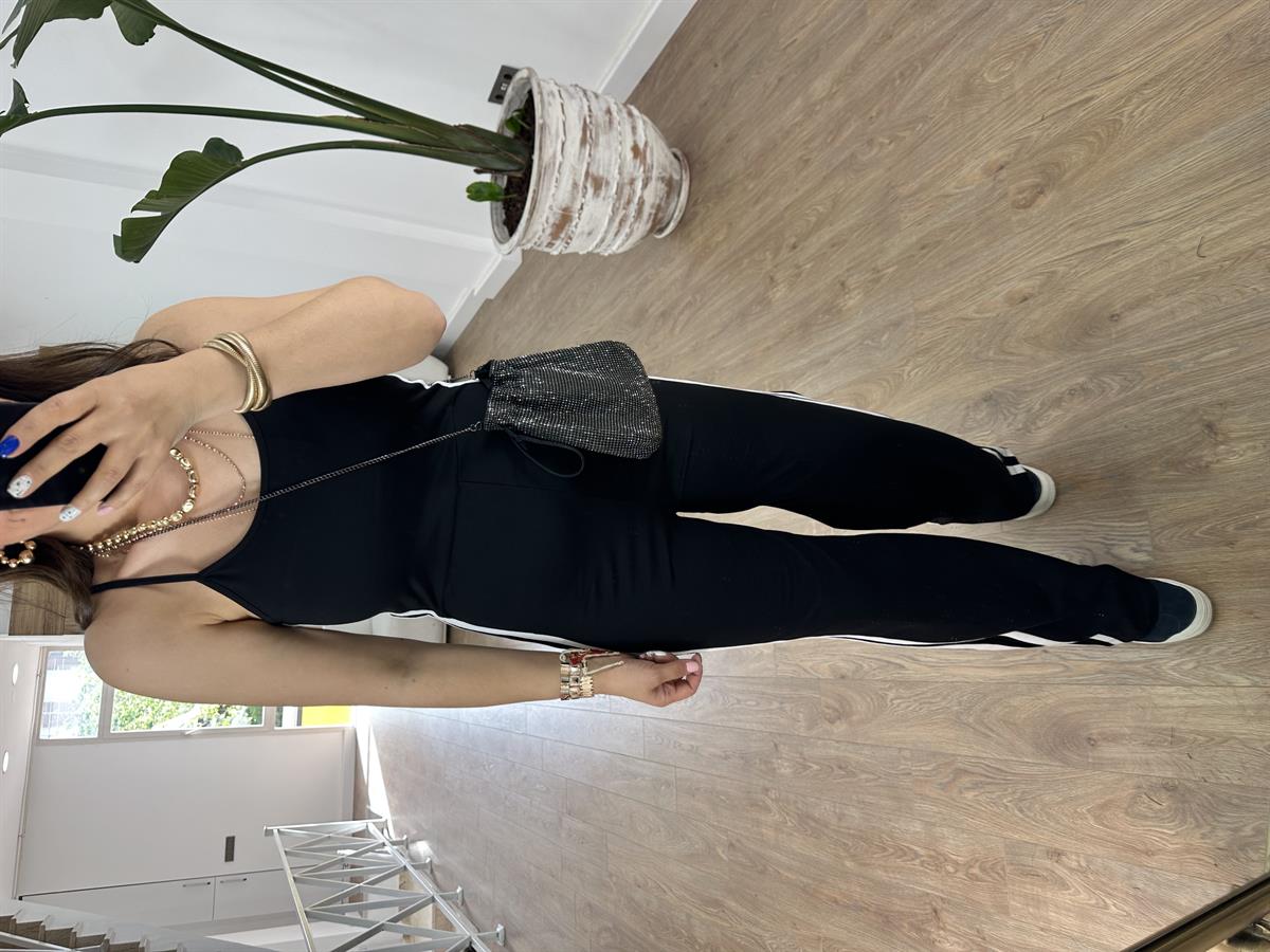 Yanları Şerit Detaylı Likralı Tulum