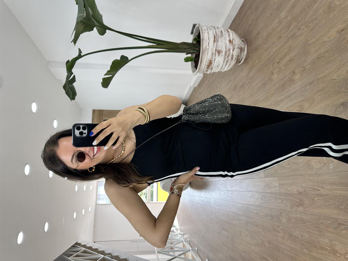 Yanları Şerit Detaylı Likralı Tulum