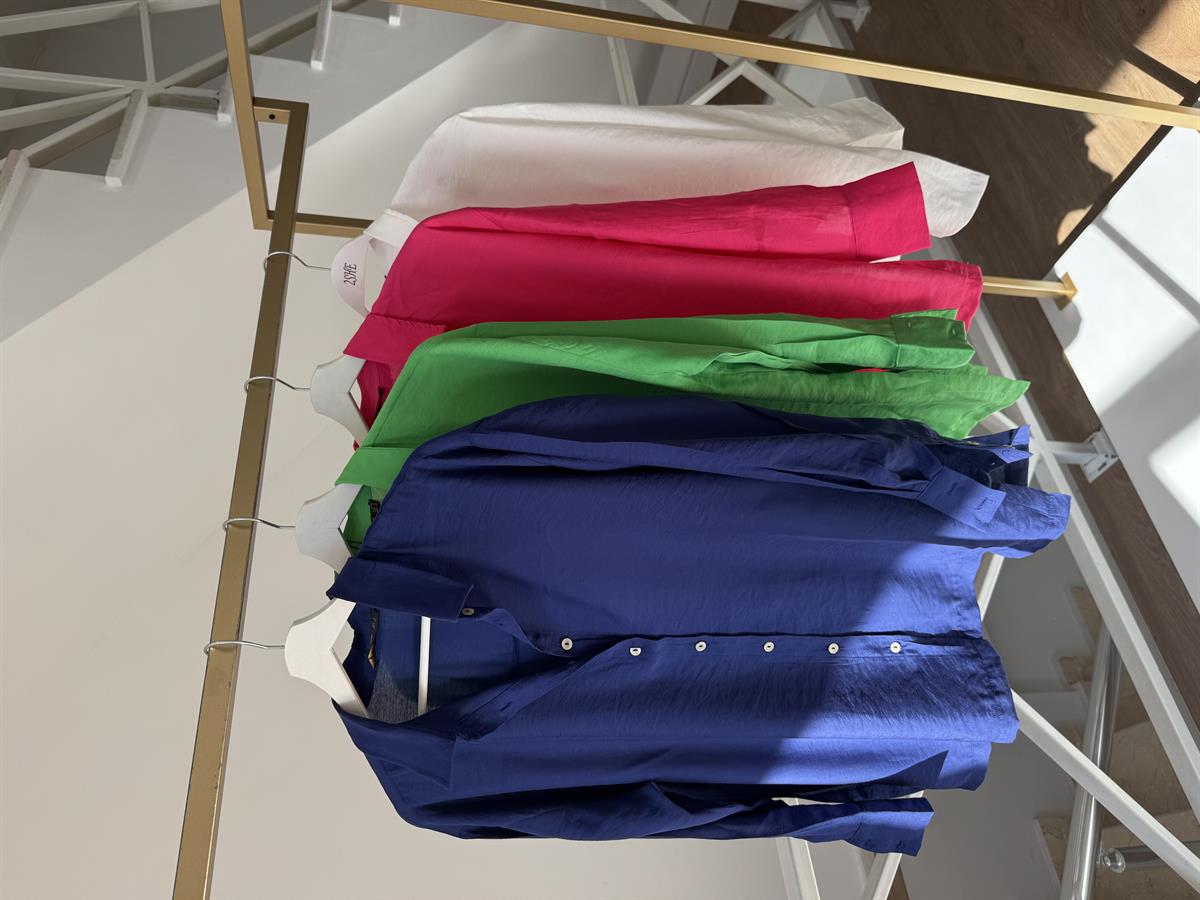 Yanları Yırtmaçlı Salaş Modal Gömlek - Fuşya