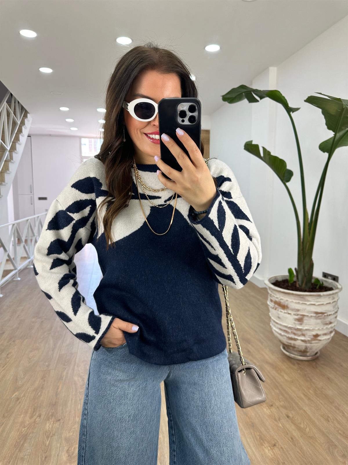 Yaprak Desenli Kazak