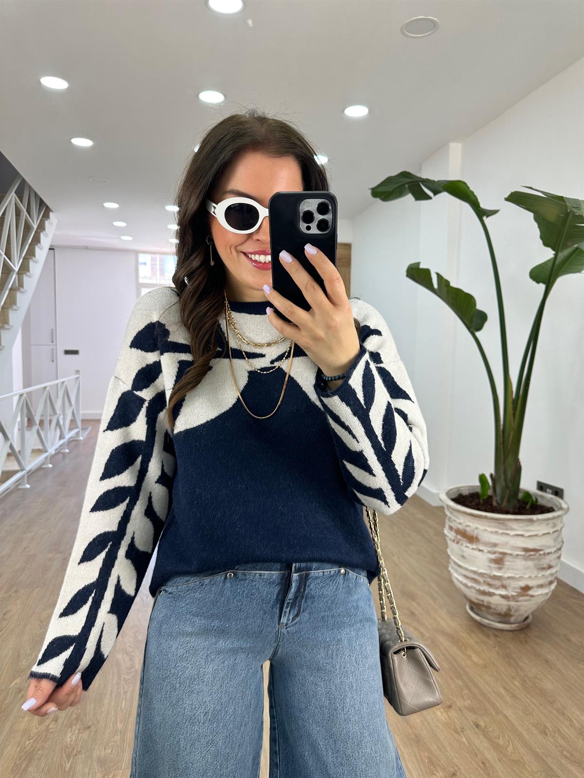 Yaprak Desenli Kazak