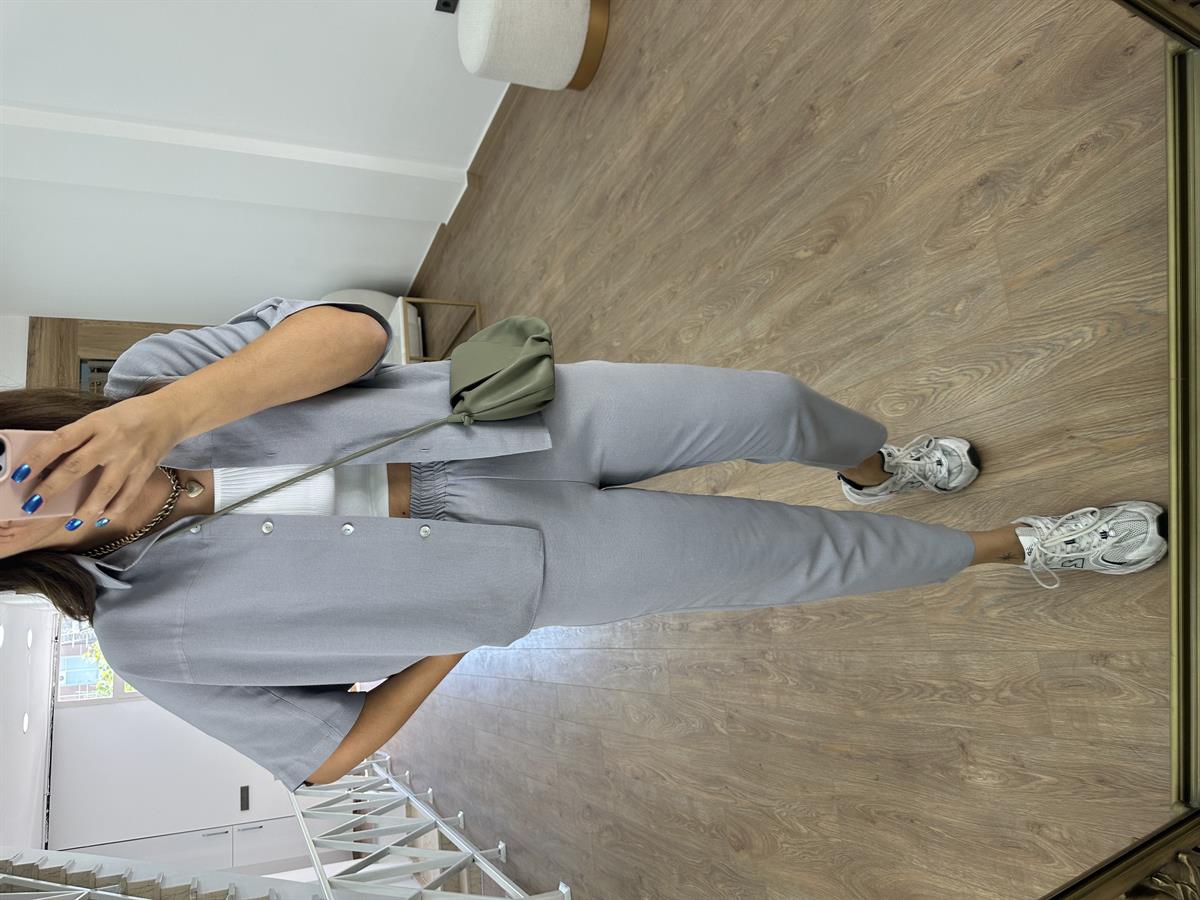 Yarasa Kol Keten Takım- Gri