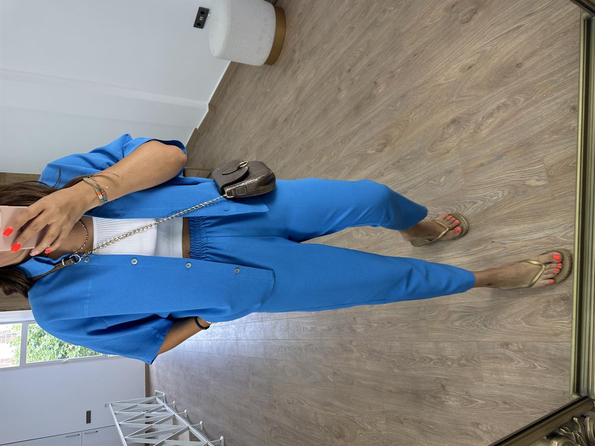 Yarasa Kol Keten Takım-Mavi