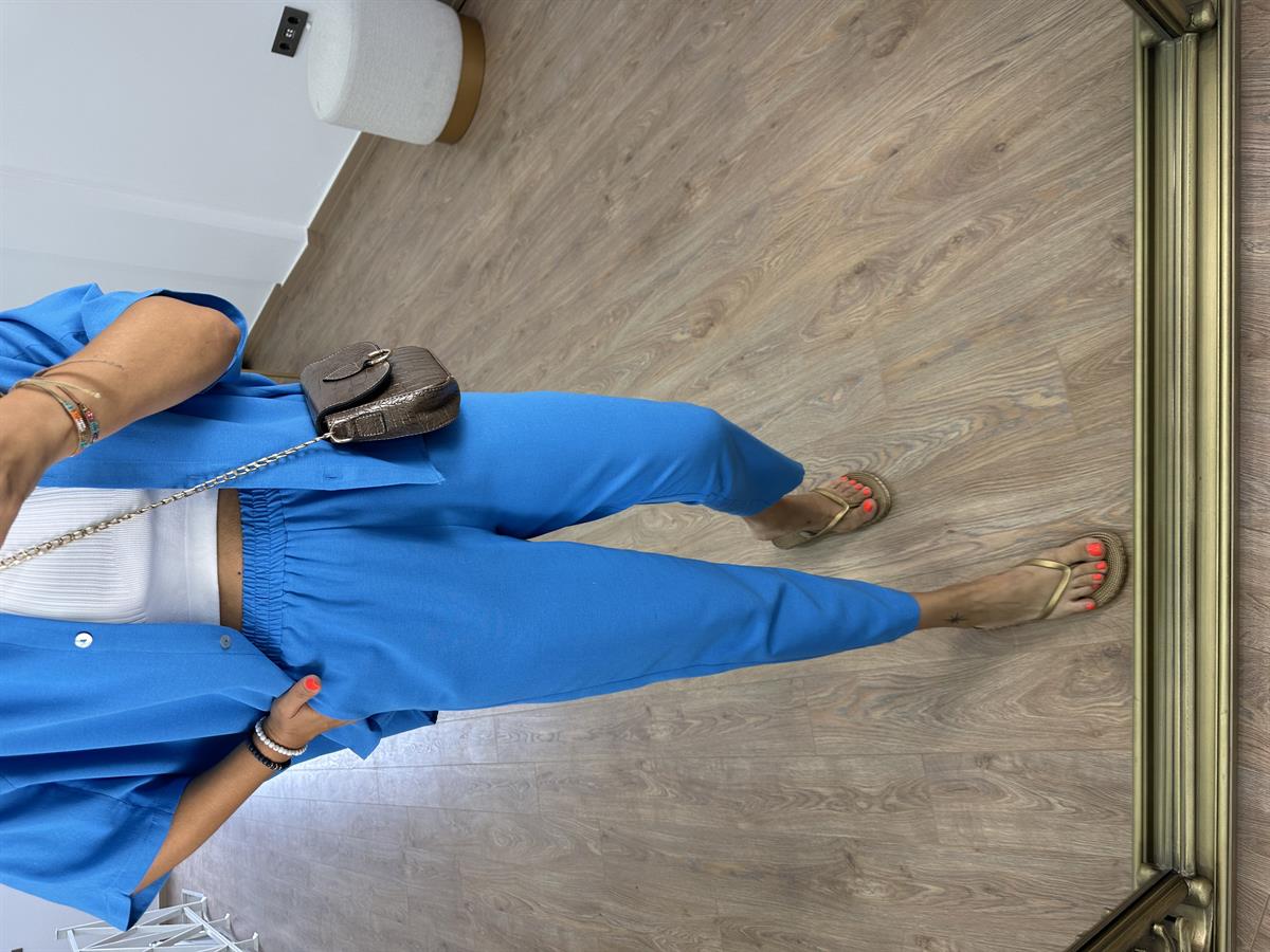 Yarasa Kol Keten Takım-Mavi