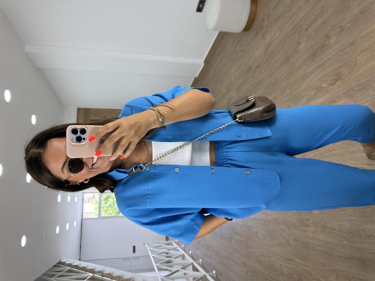 Yarasa Kol Keten Takım-Mavi