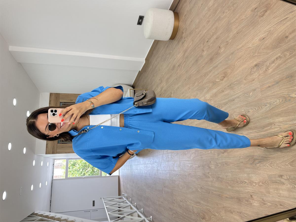 Yarasa Kol Keten Takım-Mavi