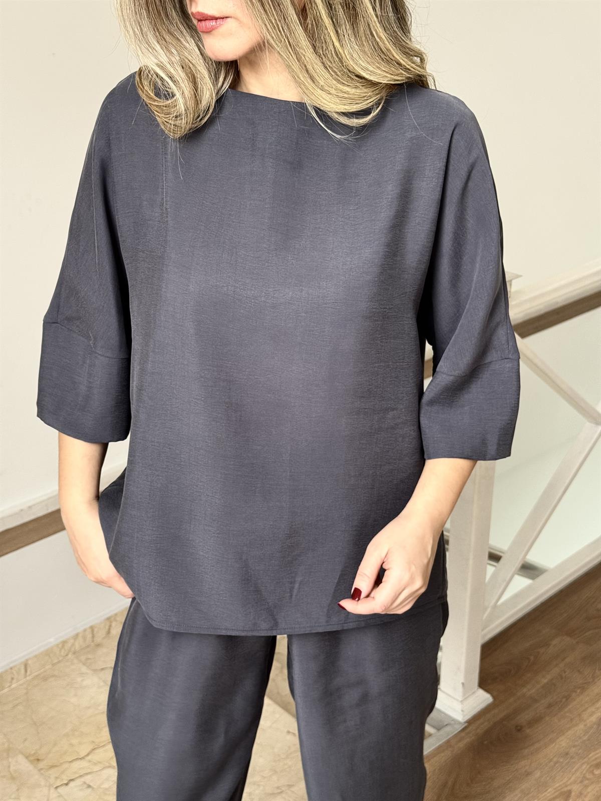 Yarım Kol Salaş Tencel Takım - Siyah