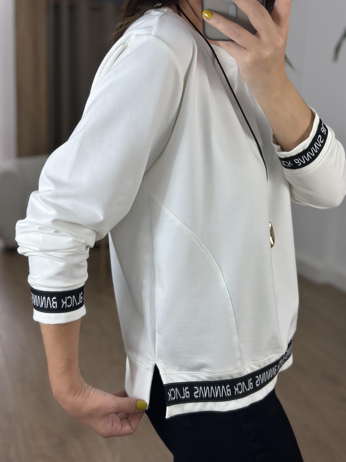 Yazılı Basic Sweathirt - Beyaz