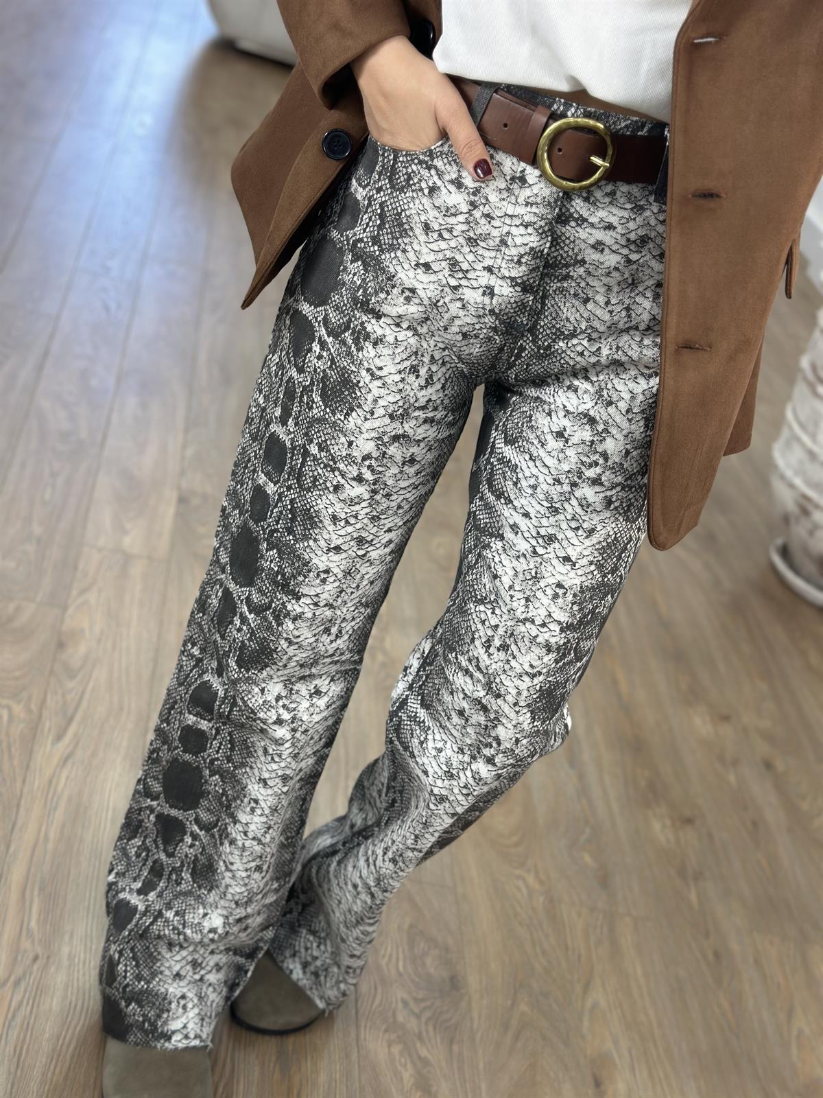 Yılan Derili Bol Paça Pantolon 