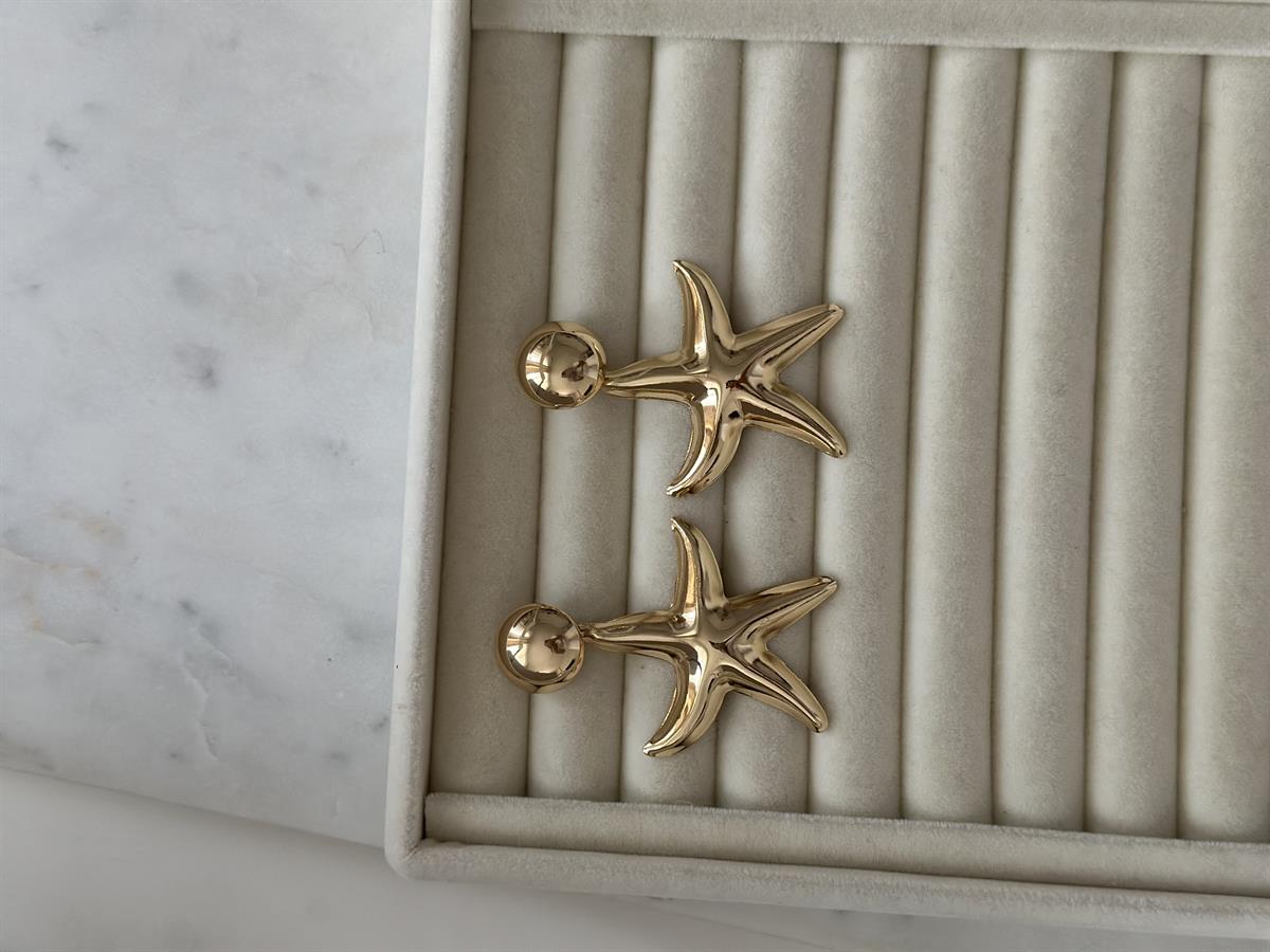 Yıldız Tasarım Gold Küpe 