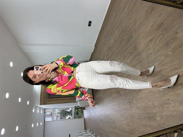 Yırtıklı Mom Jean-Ekru