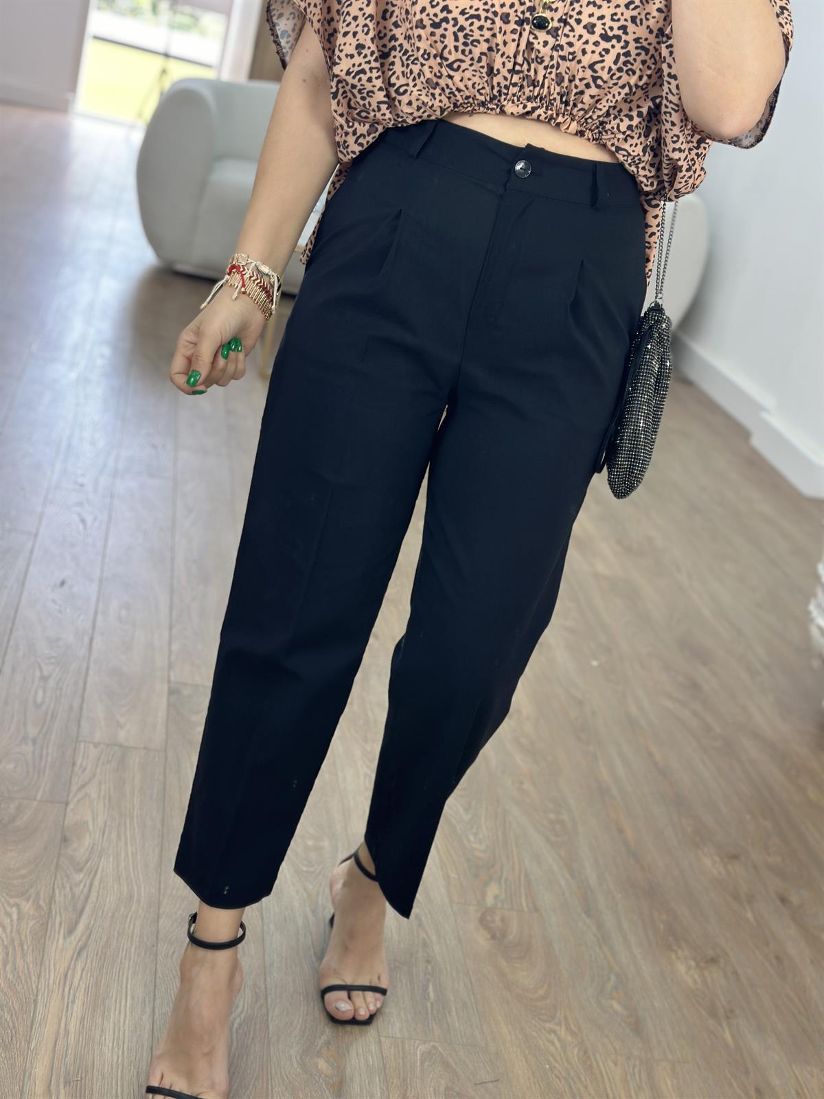 Yüksek Bel Bilek Boy Pensli Pantolon