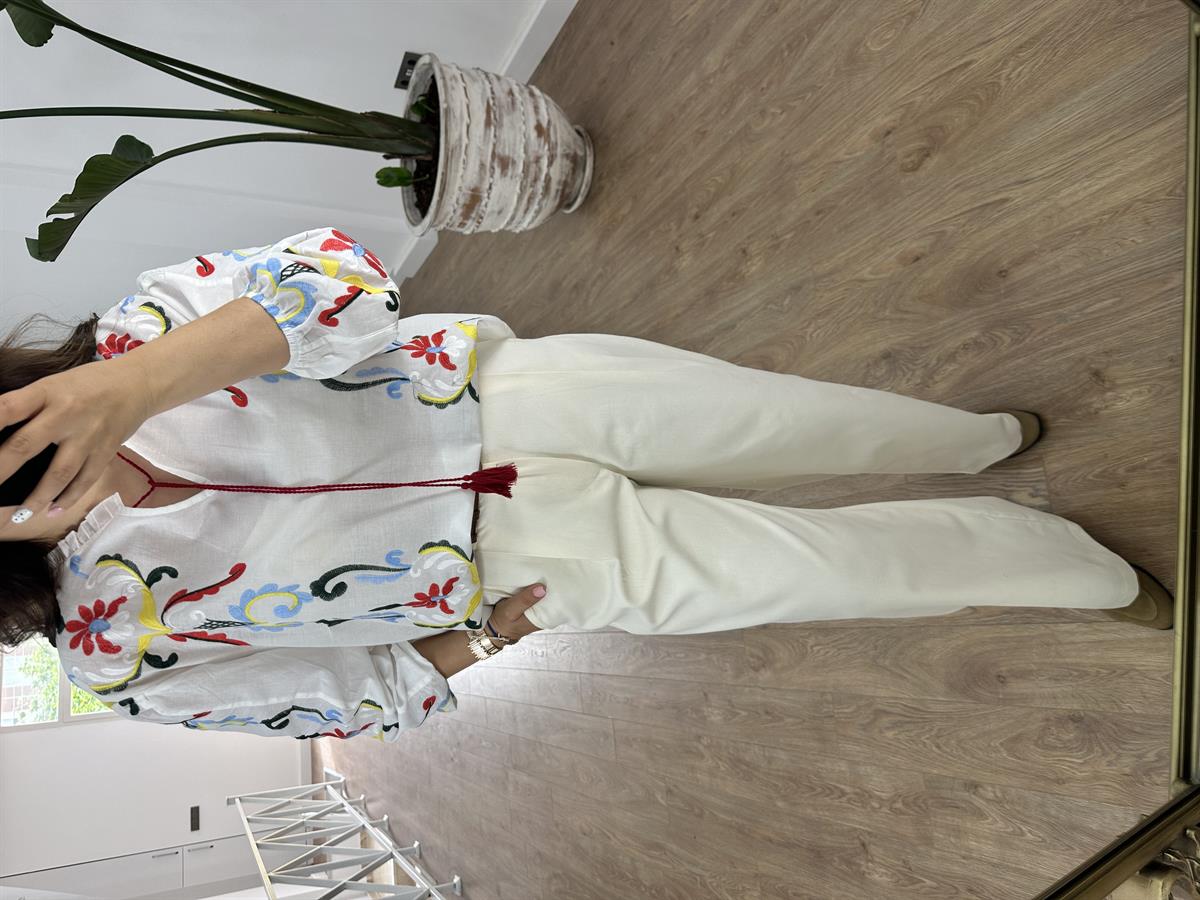 Yüksek Bel Bol Paça Gabardin Pantolon