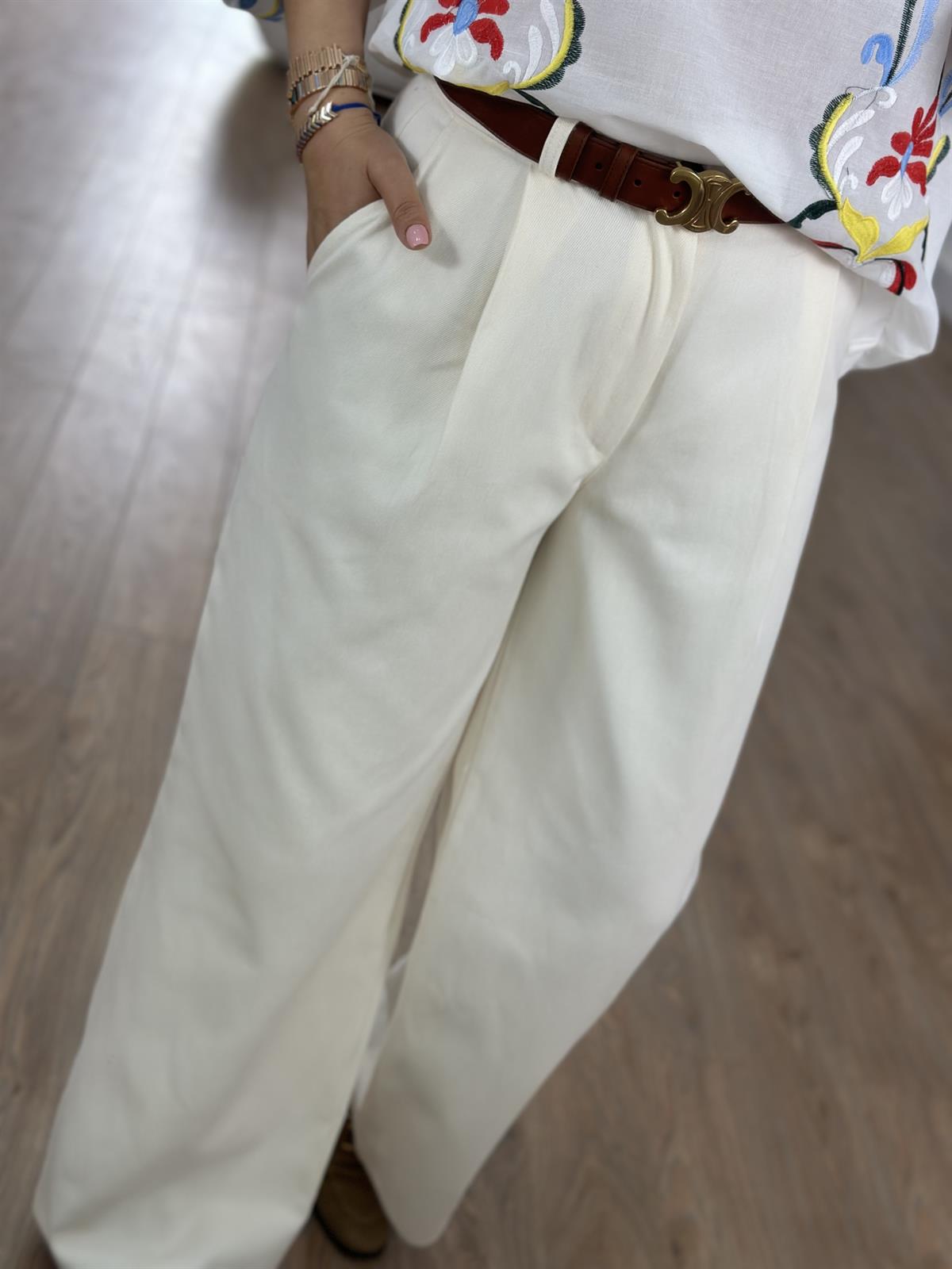 Yüksek Bel Bol Paça Gabardin Pantolon