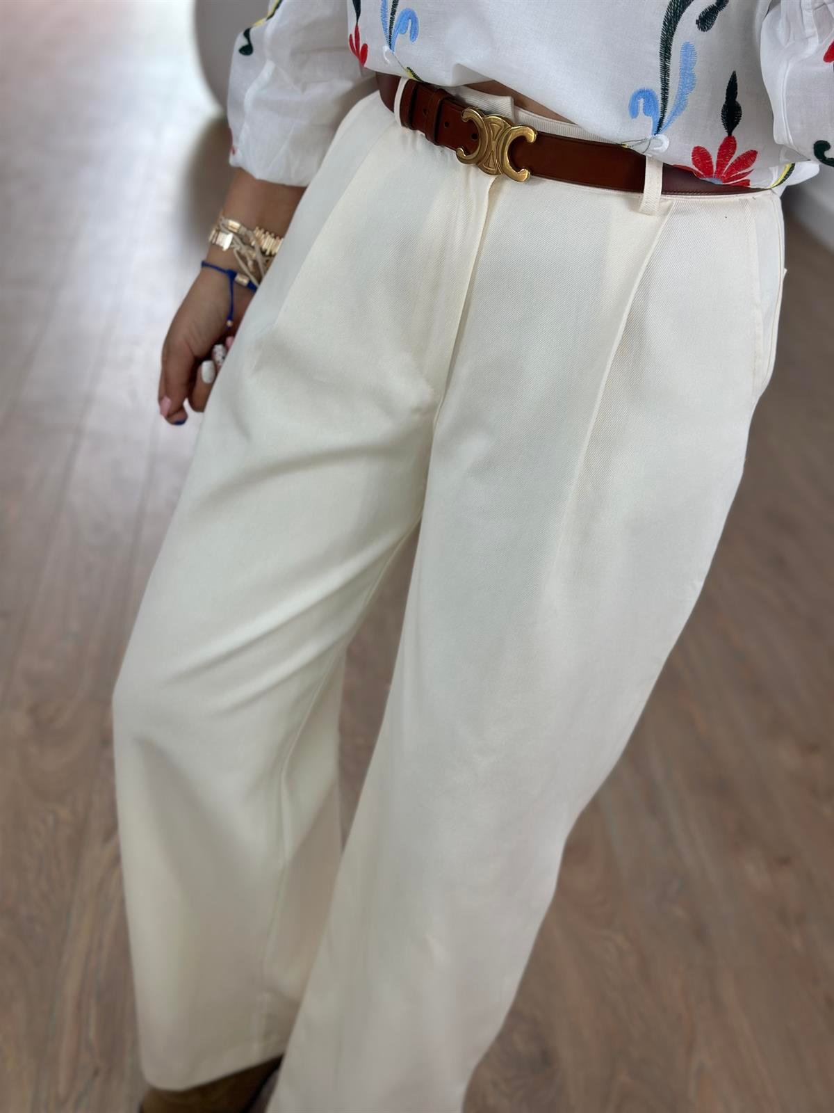 Yüksek Bel Bol Paça Gabardin Pantolon