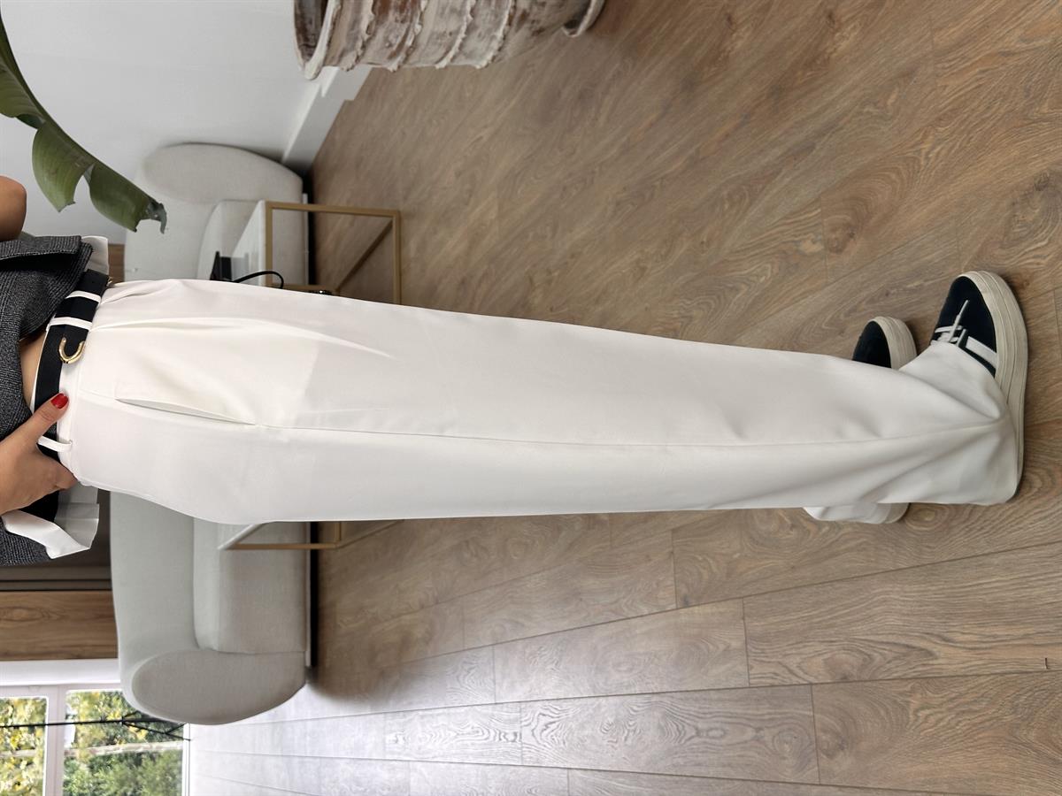 Yüksek Bel Bol Paça Palazzo Pantolon - Beyaz