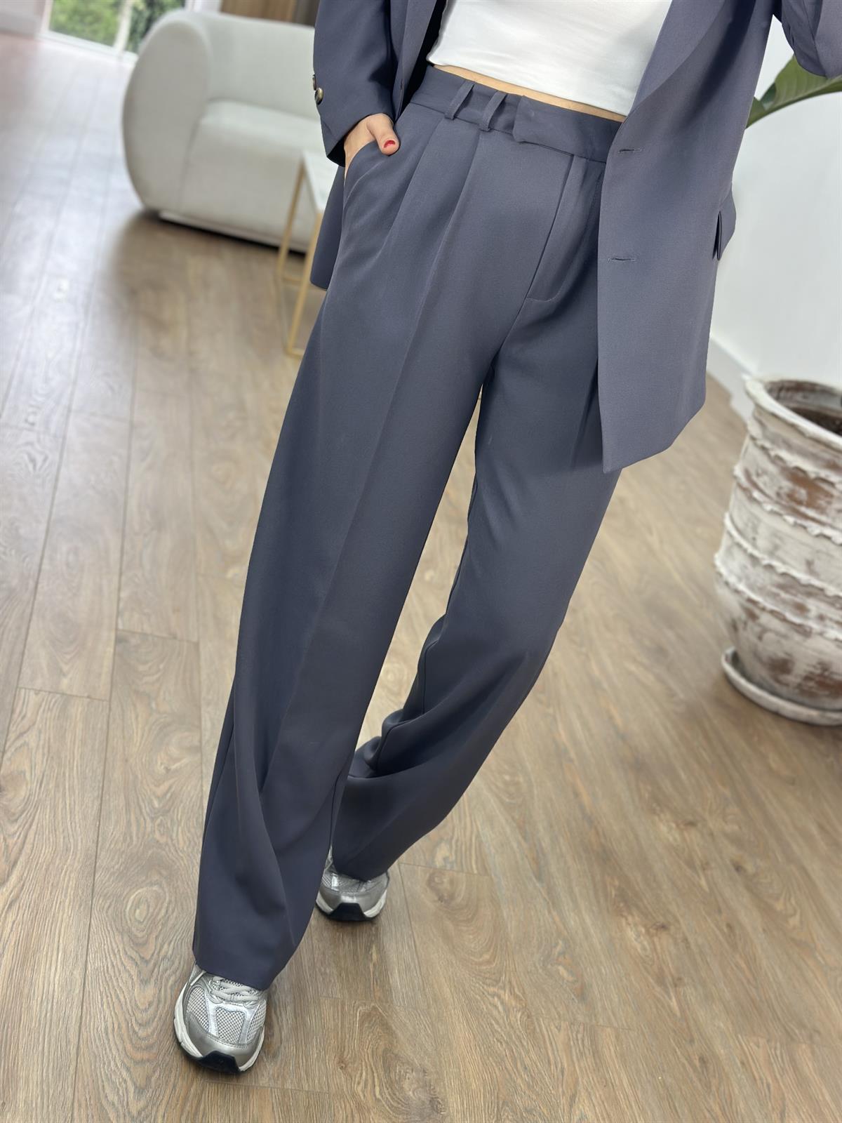 Yüksek Bel Bol Paça Palazzo Pantolon - Füme