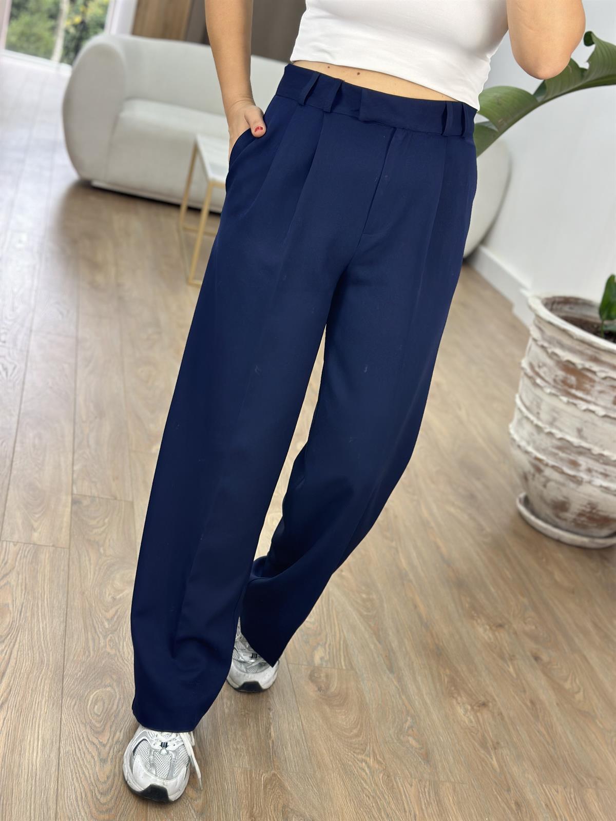 Yüksek Bel Bol Paça Palazzo Pantolon - Lacivert